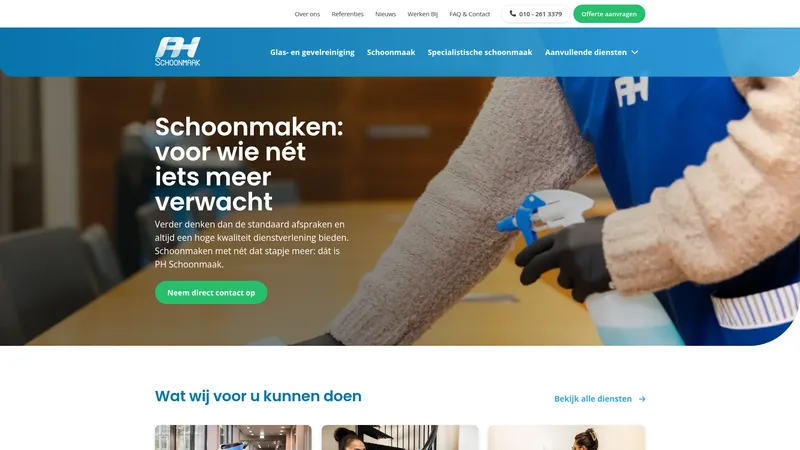 Website van P.H. Dienstverlening/Glasbewassing B.V.