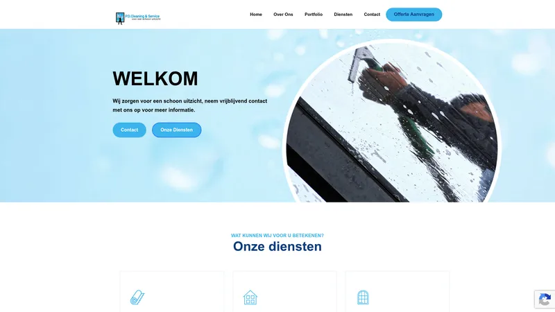 Website van PD Cleaning - Glazenwasser in Arnhem