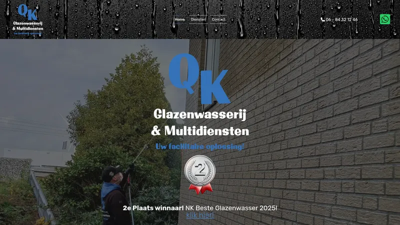 Website van QK Glazenwasserij & Multidiensten