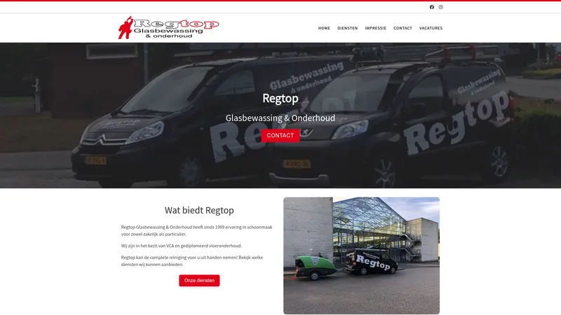 Website van RegtopGlasbewassing&Onderhoud