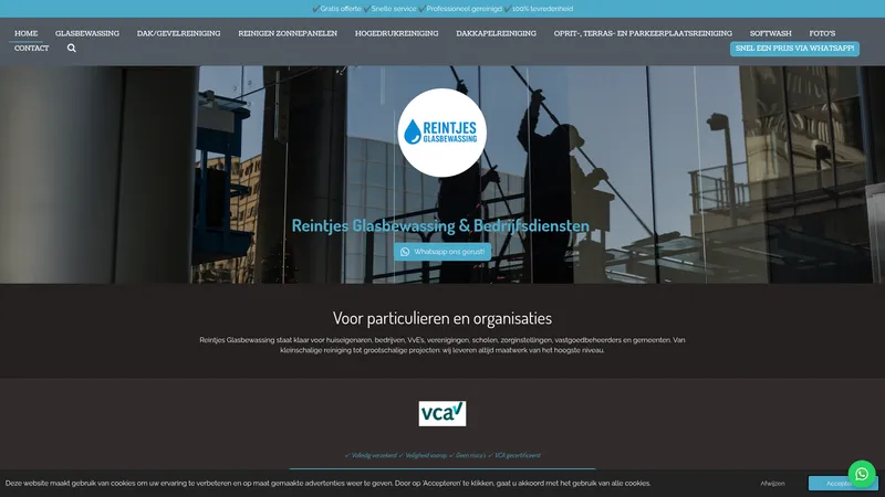 Website van Reintjes Glasbewassing & bedrijfsdiensten