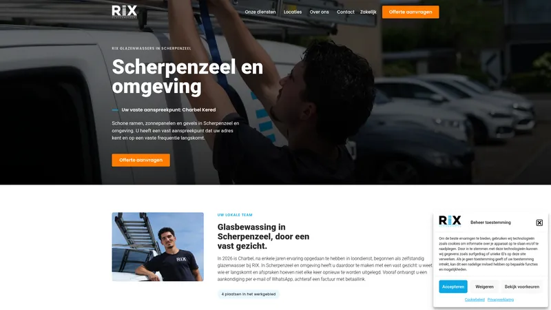 Website van RIX Glazenwassers