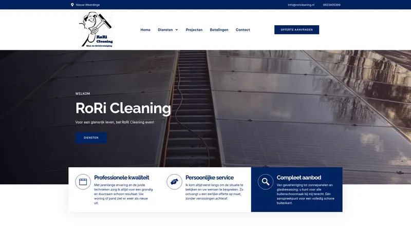 Website van Rori Cleaning
