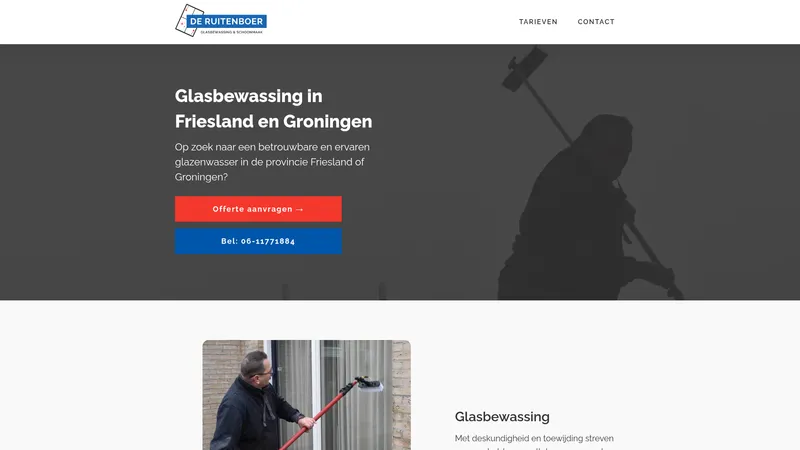 Website van Ruitenboer Glasbewassing en Schoonmaak