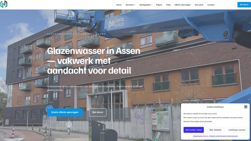 Website van Schoonmaak en glazenwasserij Hilgerink
