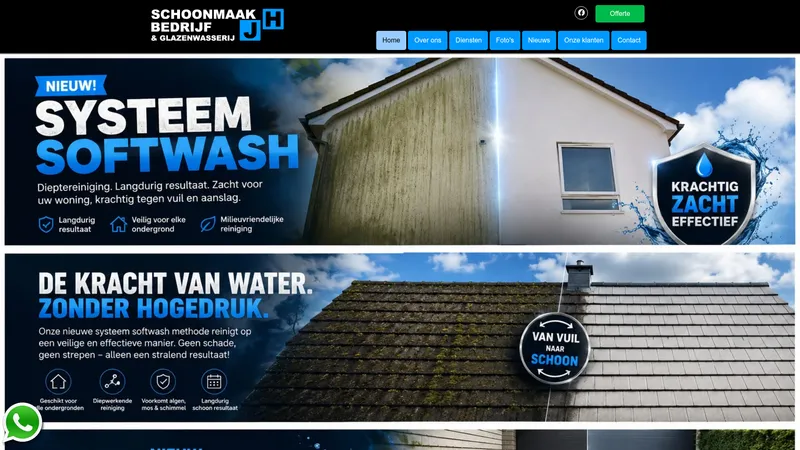 Website van Schoonmaak en Glazenwasserij JH