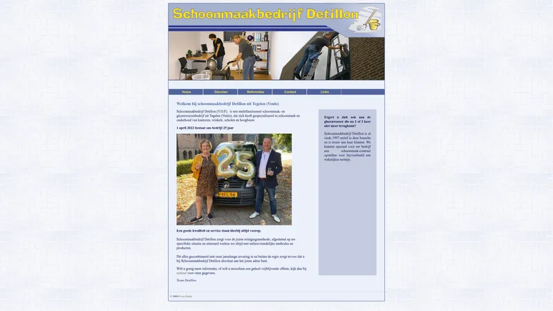 Website van Schoonmaakbedrijf Detillon