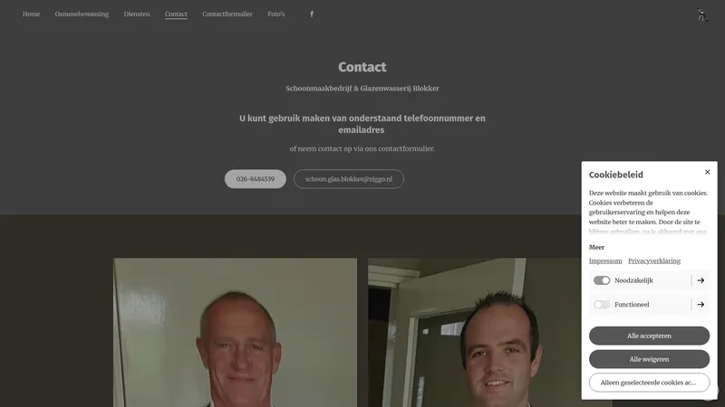 Website van Schoonmaakbedrijf en Glazenwasserij Blokker
