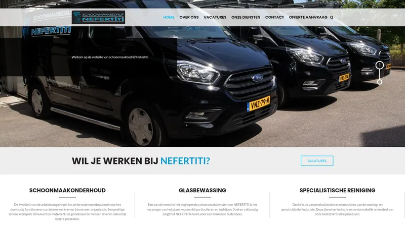 Website van Schoonmaakbedrijf Nefertiti B.V.