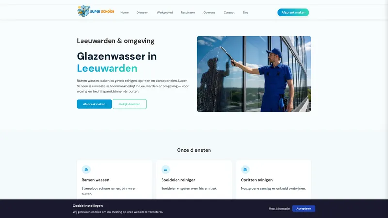 Website van Super Schoonmaak