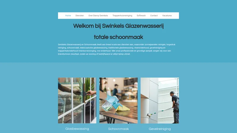 Website van Swinkelsglazenwasserij