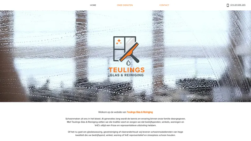 Website van Teulings Glas & Reiniging