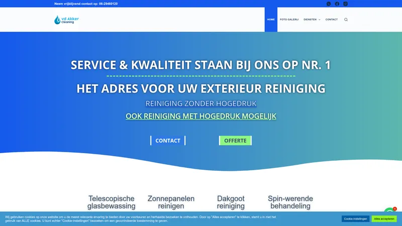 Website van van den Akker Cleaning
