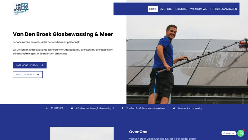 Website van Van Den Broek Glasbewassing & Meer