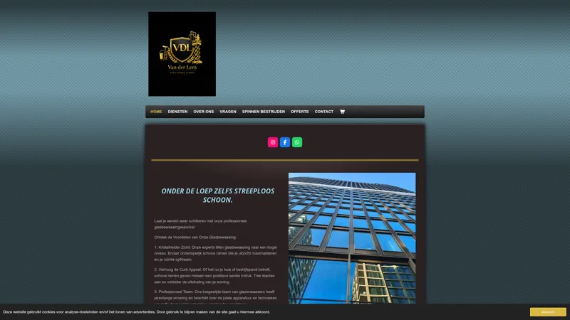 Website van van der Lem glasbewassing