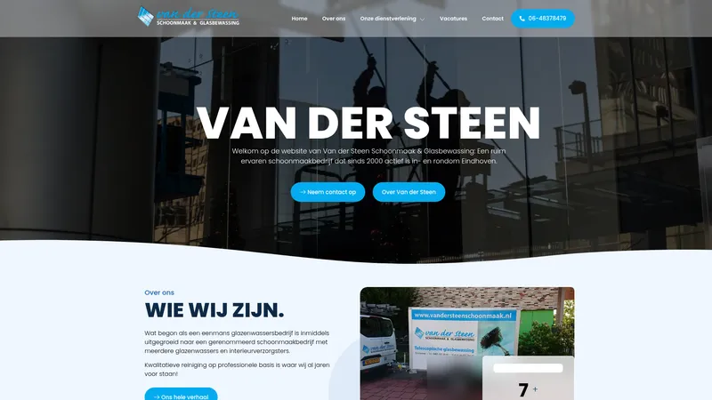 Website van Van der Steen Glazenwasserij