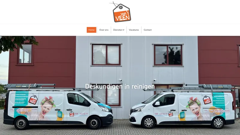 Website van Van ’t Veen Osmose glasbewassing & schoonmaakdiensten
