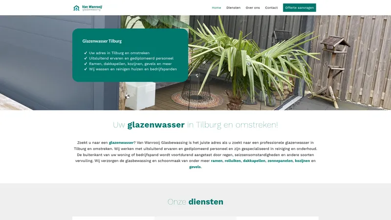 Website van Van Wanrooij glasbewassing