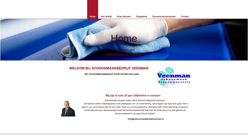 Website van Veenman Schoonmaak en Glazenwasserij