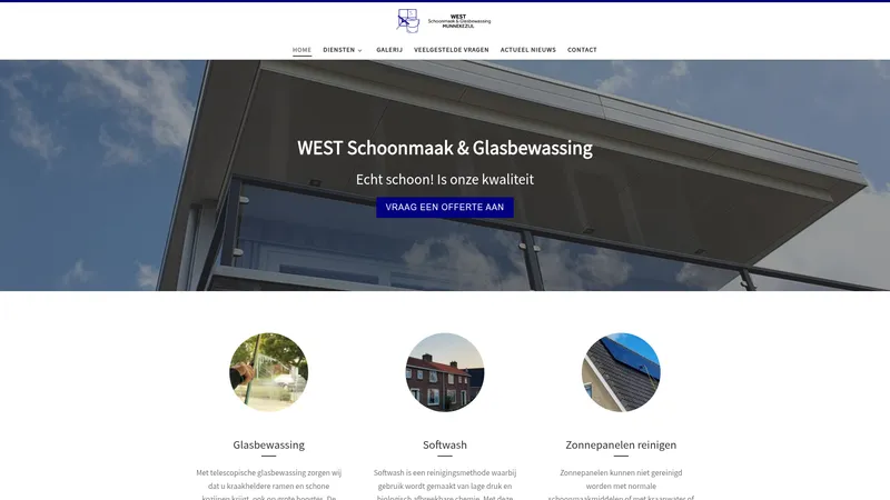 Website van WEST Schoonmaak & Glasbewassing