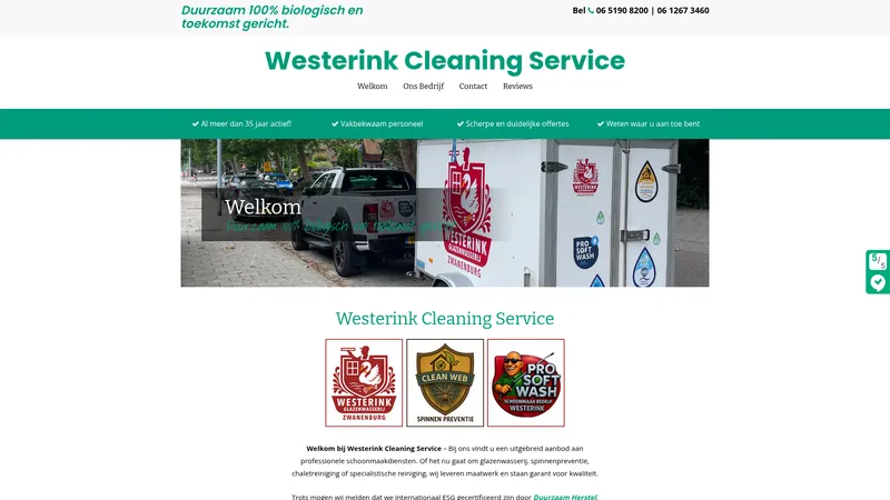 Website van Westerink Chaletreiniging