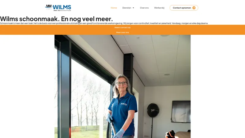 Website van Wilms Schoonmaakbedrijf - Glazenwasserij